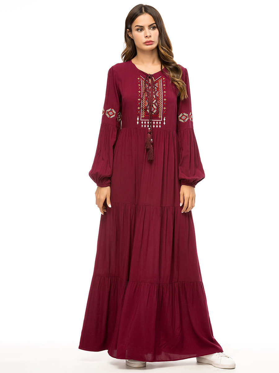 Vireous Embroidered Heritage Robe Long Dress