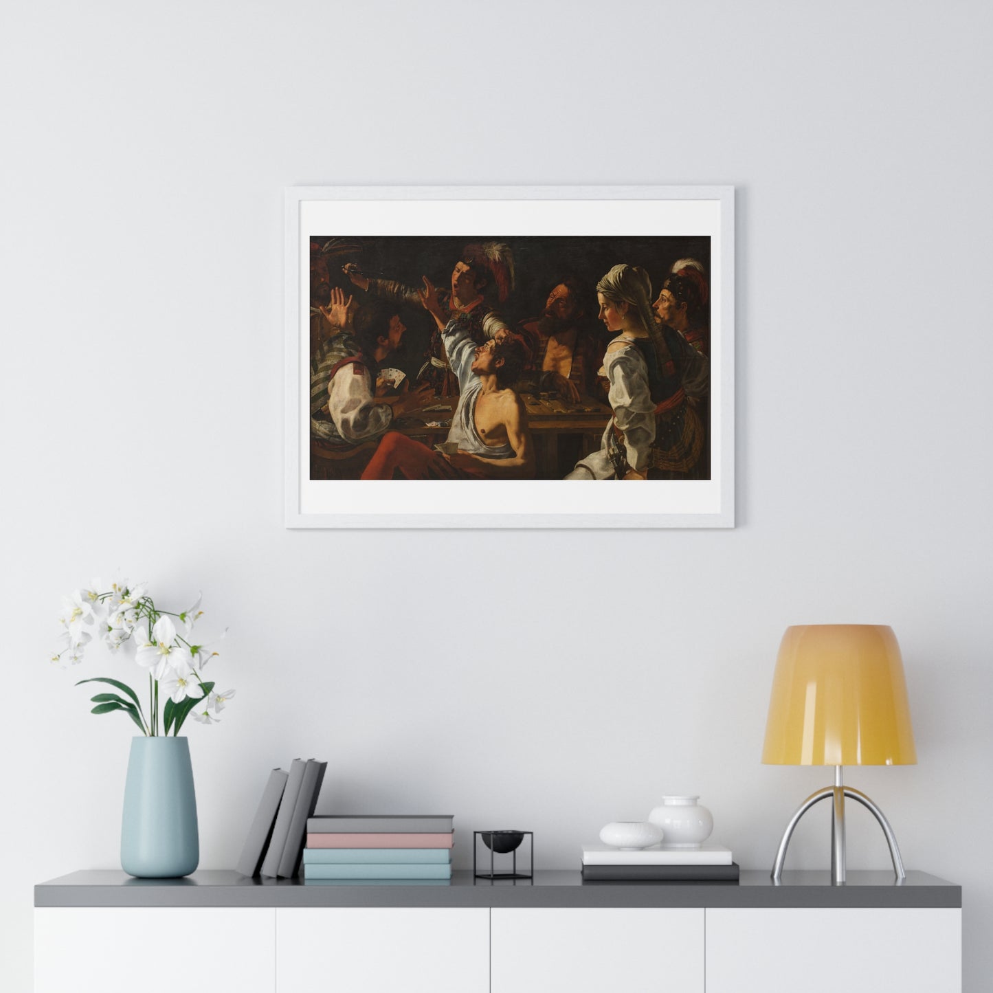 Card and Backgammon Players by Michelangelo Merisi Da Caravaggio, from the Original, Framed Print