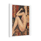Textured Contemplative Figure Against Ornate Tapestry, Art Print on Satin Canvas, Stretched