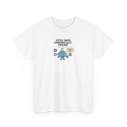 Little Miss Chronically Online, Funny Mr Men Cartoon Art T-Shirt