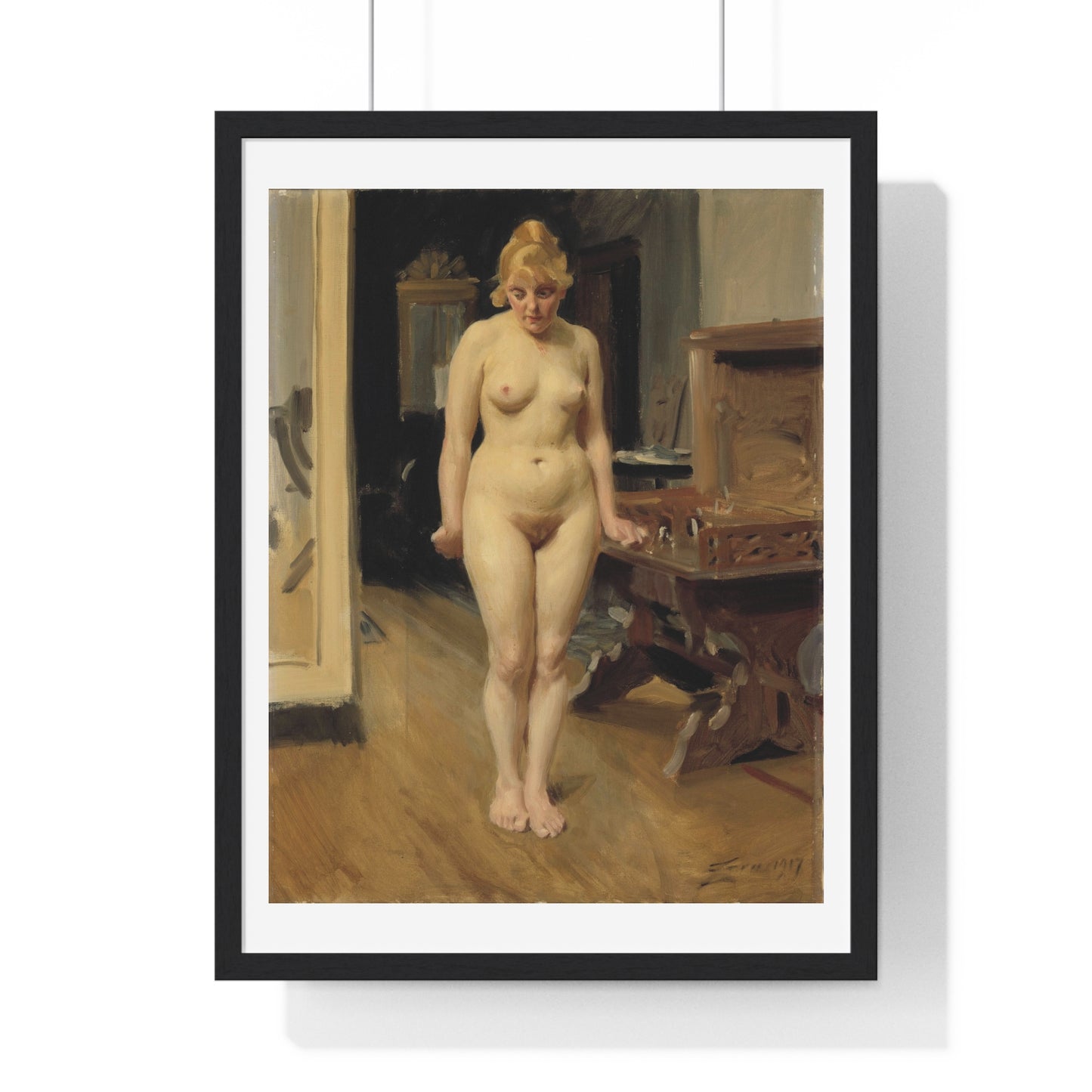 The Shy Model (1917) by Anders Zorn, from the Original, Framed Art Print