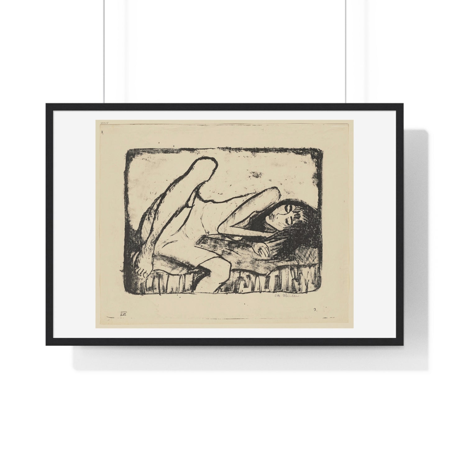 Mädchen auf der Liege II (1919) by Otto Mueller, from the Original, Framed Print