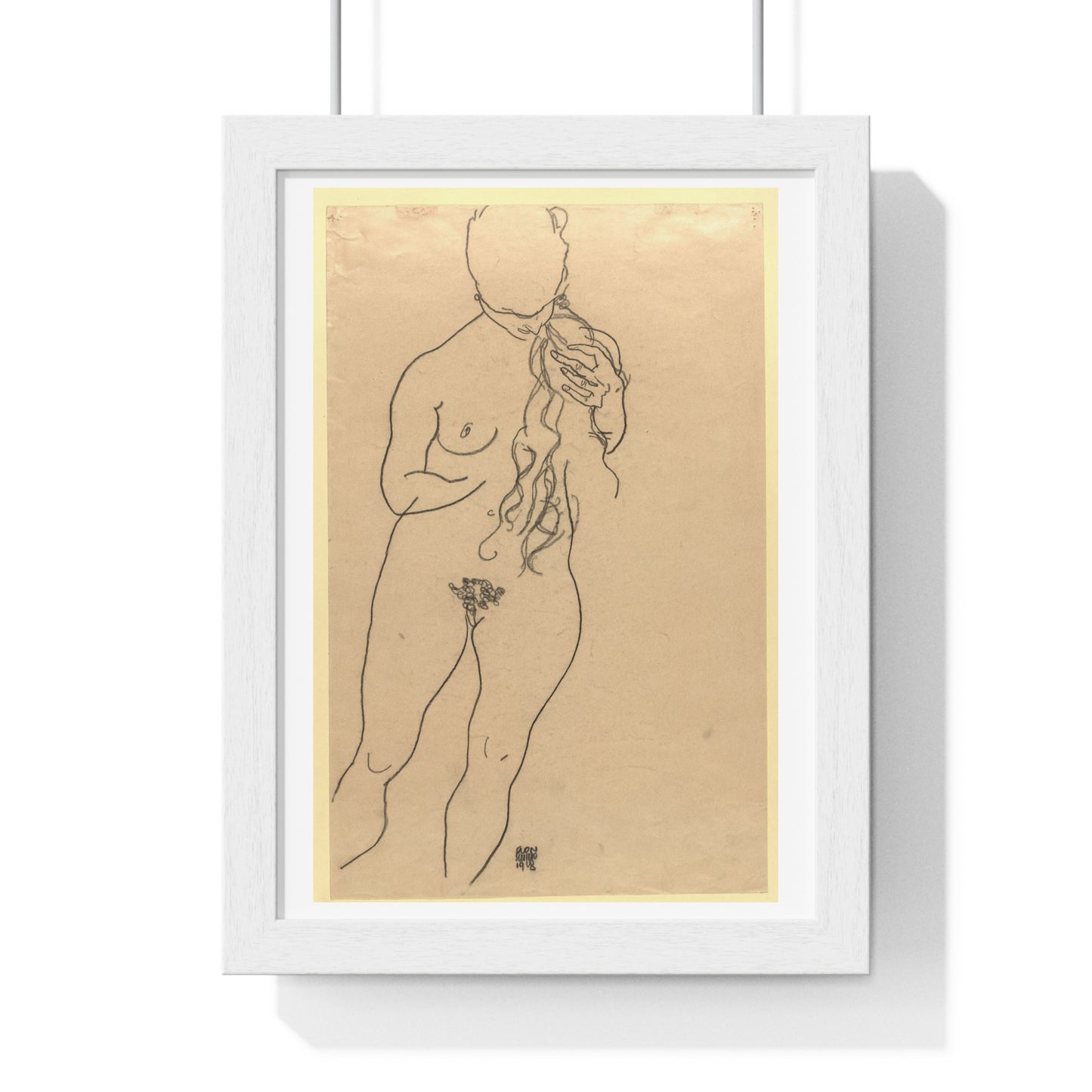 Nude by Egon Schiele, from the Original, Framed Art Print