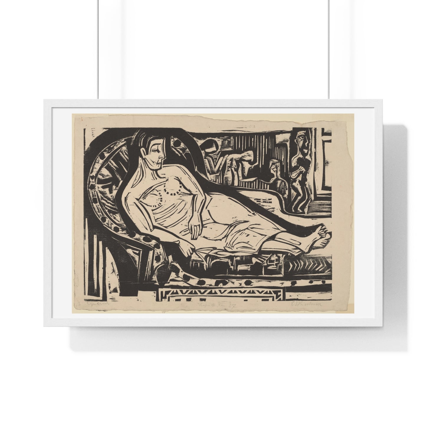 Woman Lying on a Sofa (1926) by Ernst Ludwig Kirchner, from the Original, Framed Art Print