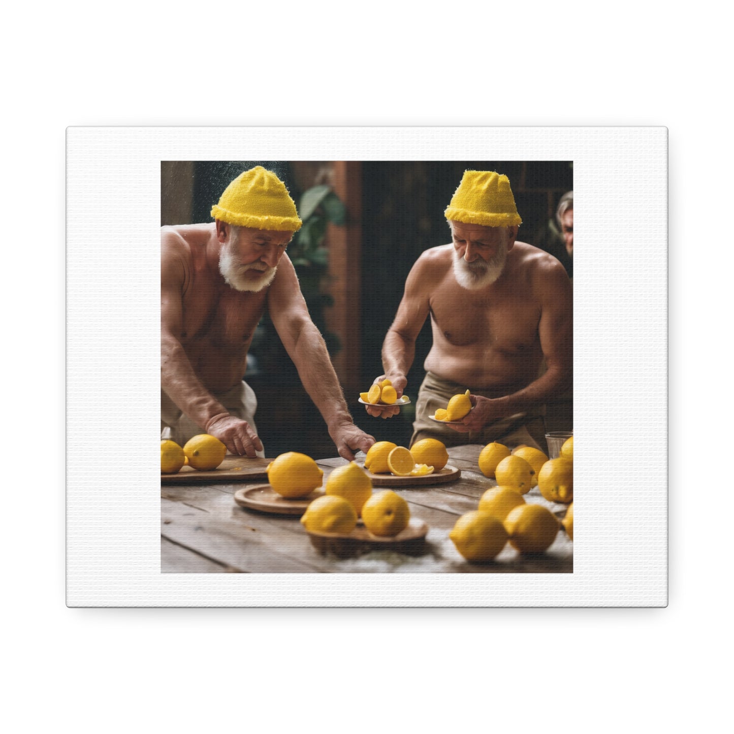 Annual Lemon Party Preparation, Art Print 'Designed by AI' on Canvas