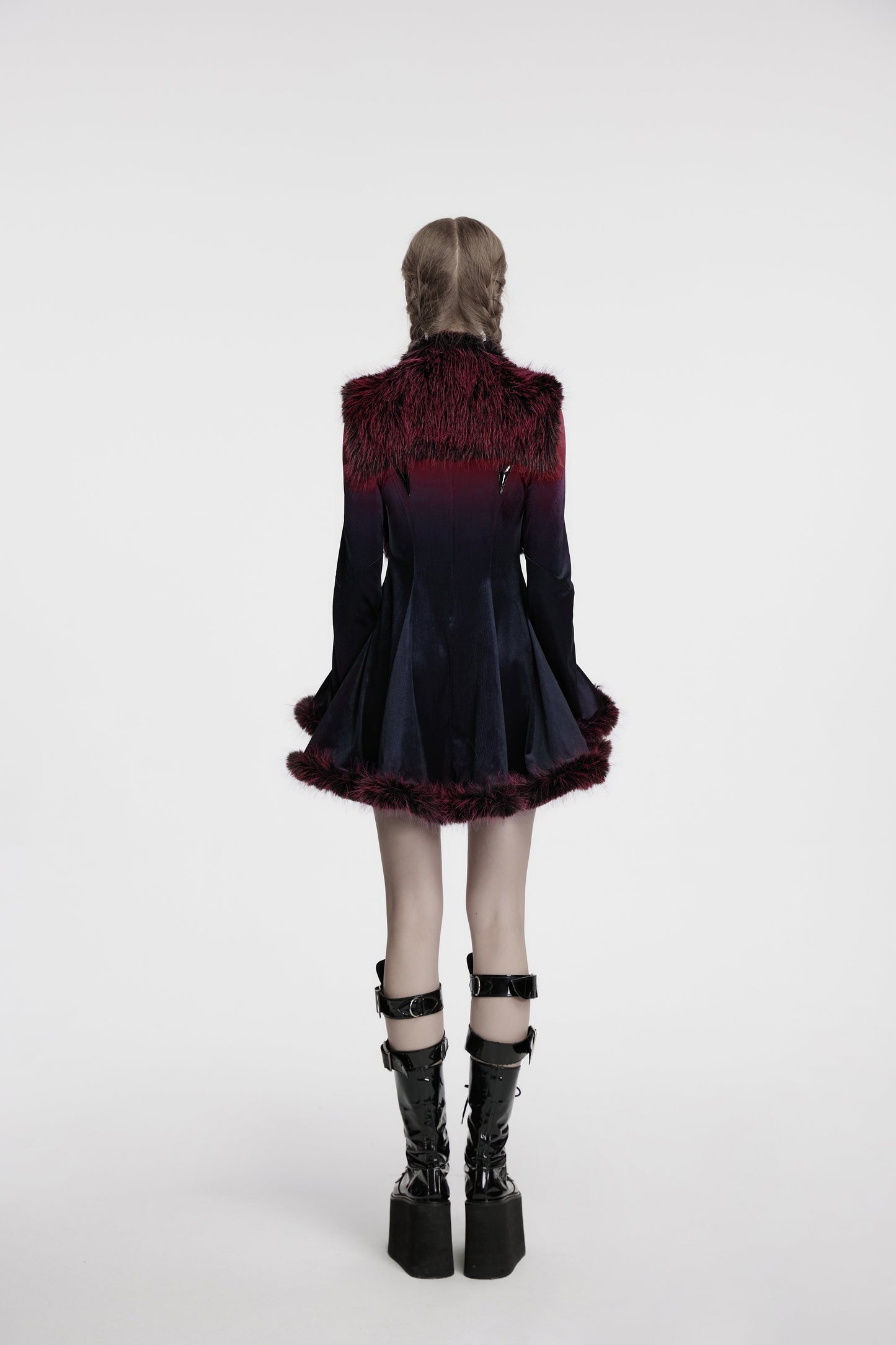 Punk Rave Lilith Gradient Devil Fur Shawl in Crimson