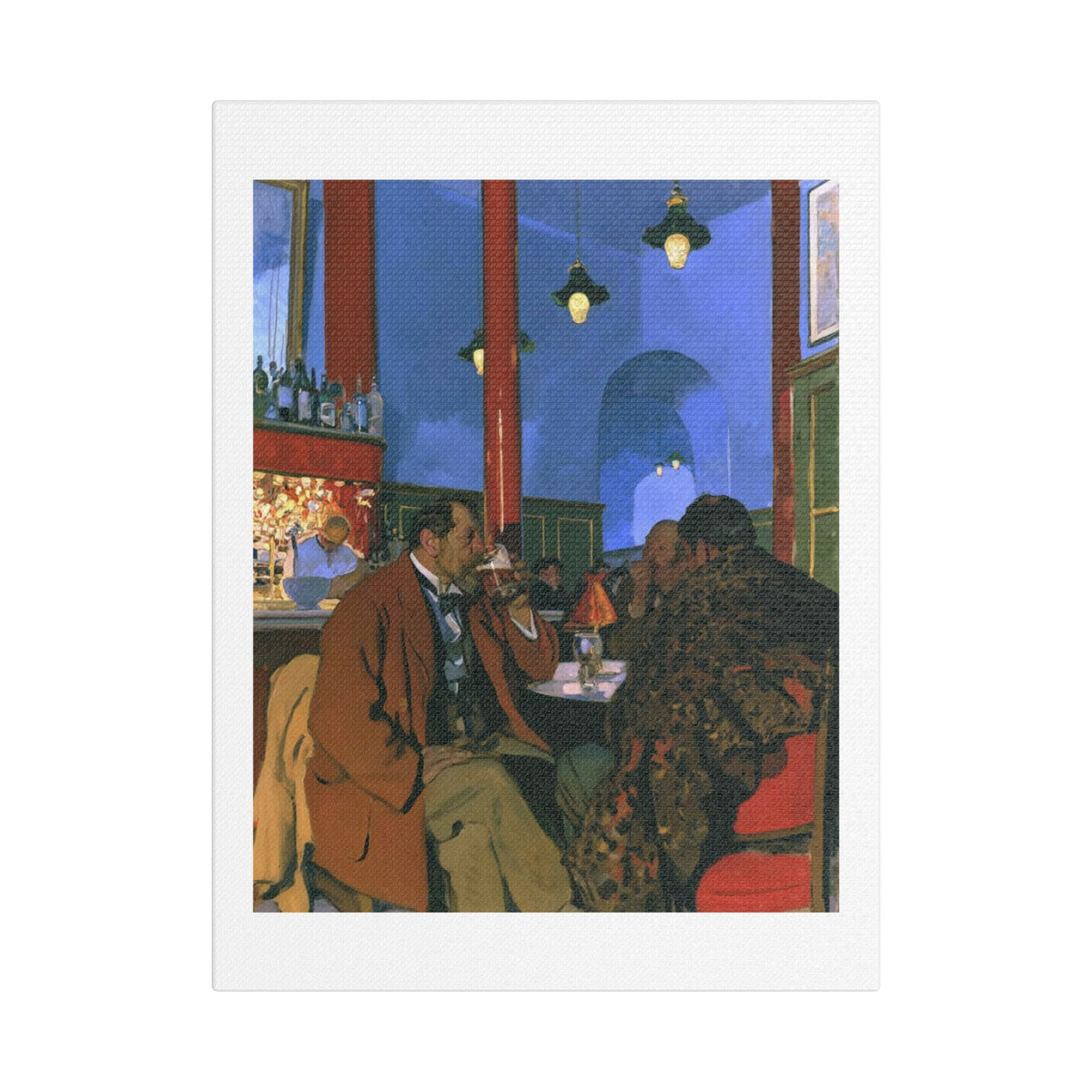 Café Art V, Print on Satin Canvas, Stretched