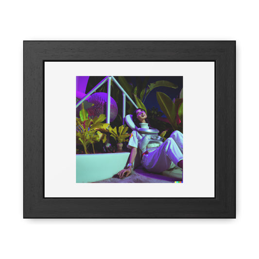 Astronaut Vaporwave Digital Art 'Designed by AI' Wooden Framed Print