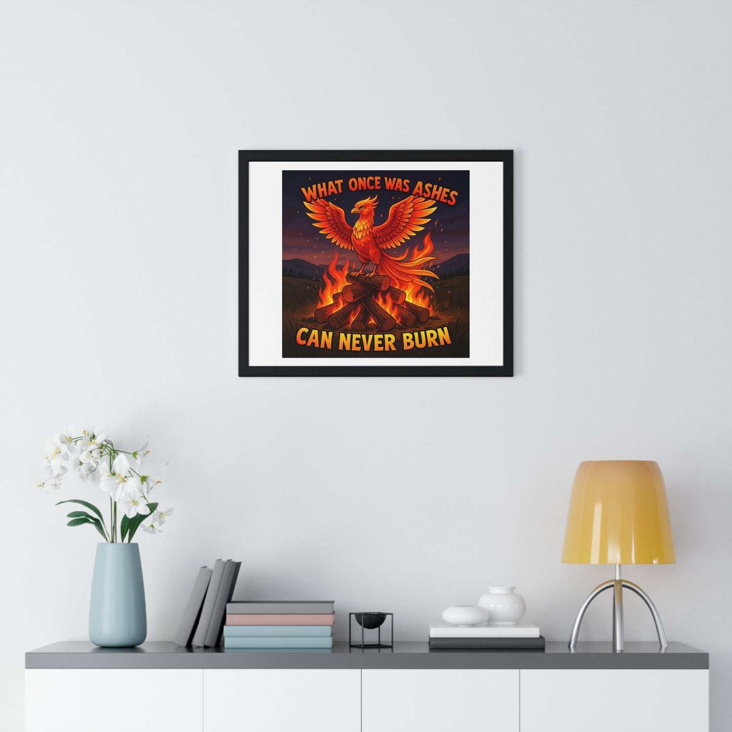 What Once Was Ashes, Can Never Burn, Cartoon Art, Framed Print