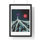 One Purple Flower Growing From Frozen Tundra Against a Red Sun 'Designed by AI' Framed Art Print