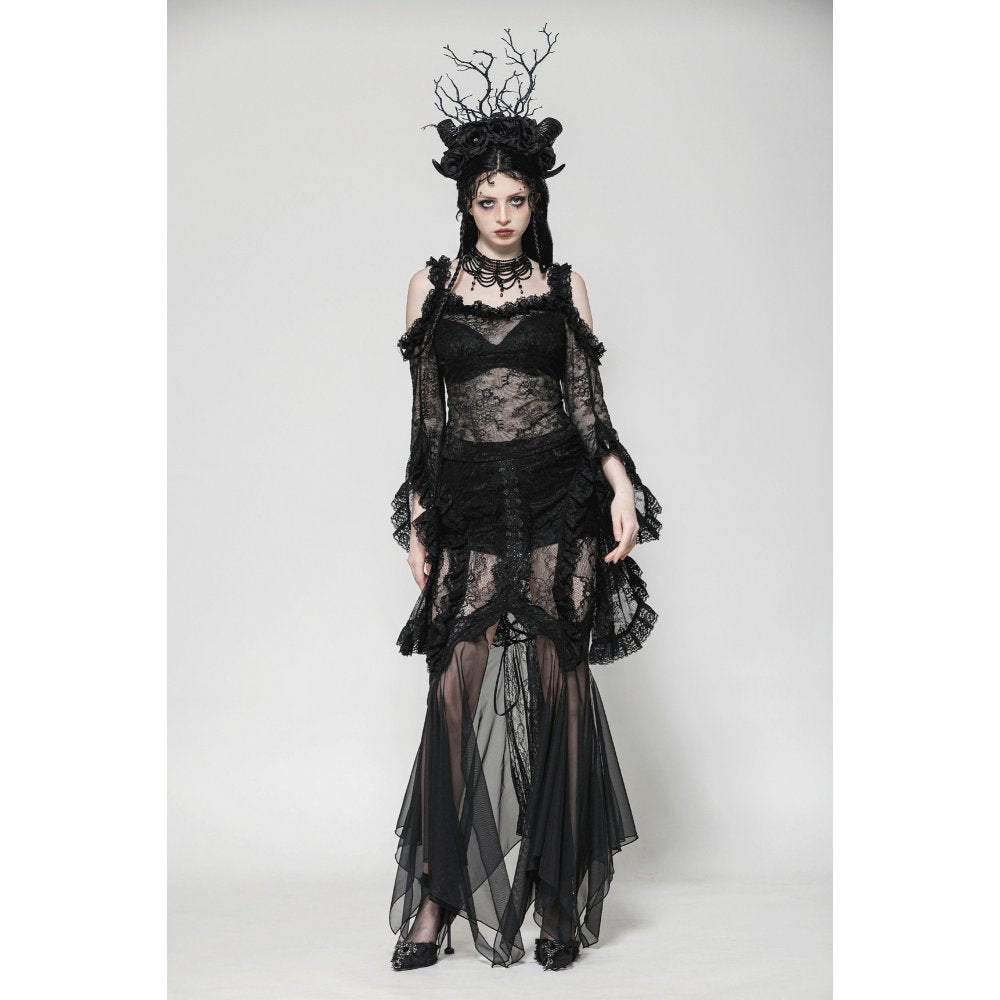 Dark in Love Nevaeh Gothic Lace and Mesh Mermaid Skirt