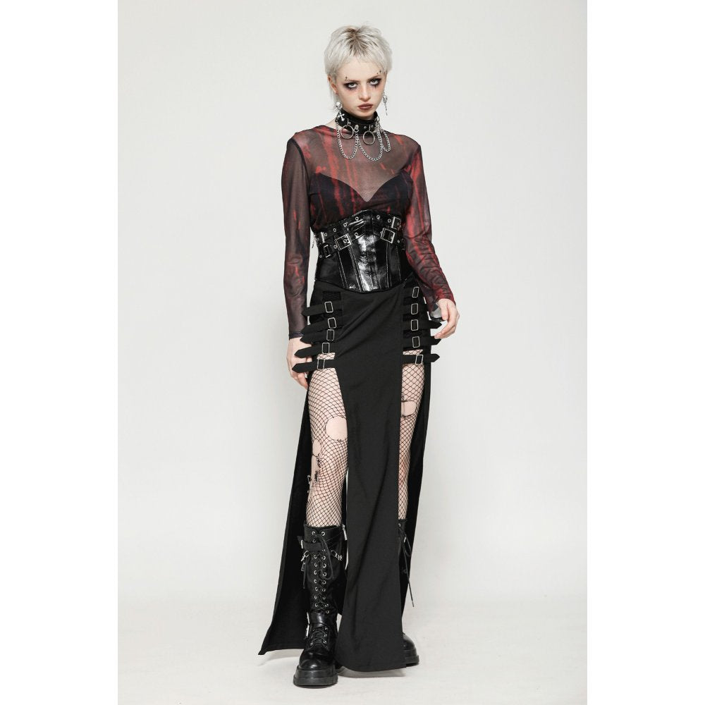 Dark in Lia Punk Love Patent Leather Waist Corset with Metal Accents