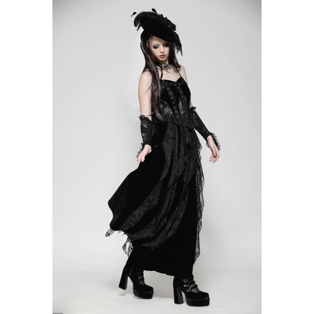 Dark in Love Fia Romantic Gothic Hollow Waist Maxi Dress