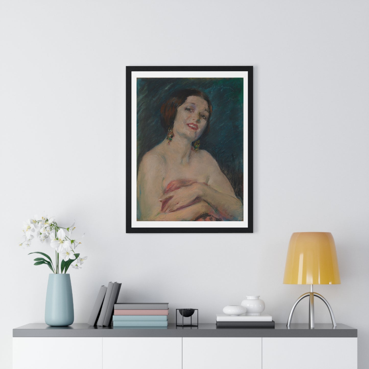 Model Holding Drapery (circa 1929) by Alice Pike Barney, from the Original, Framed Art Print