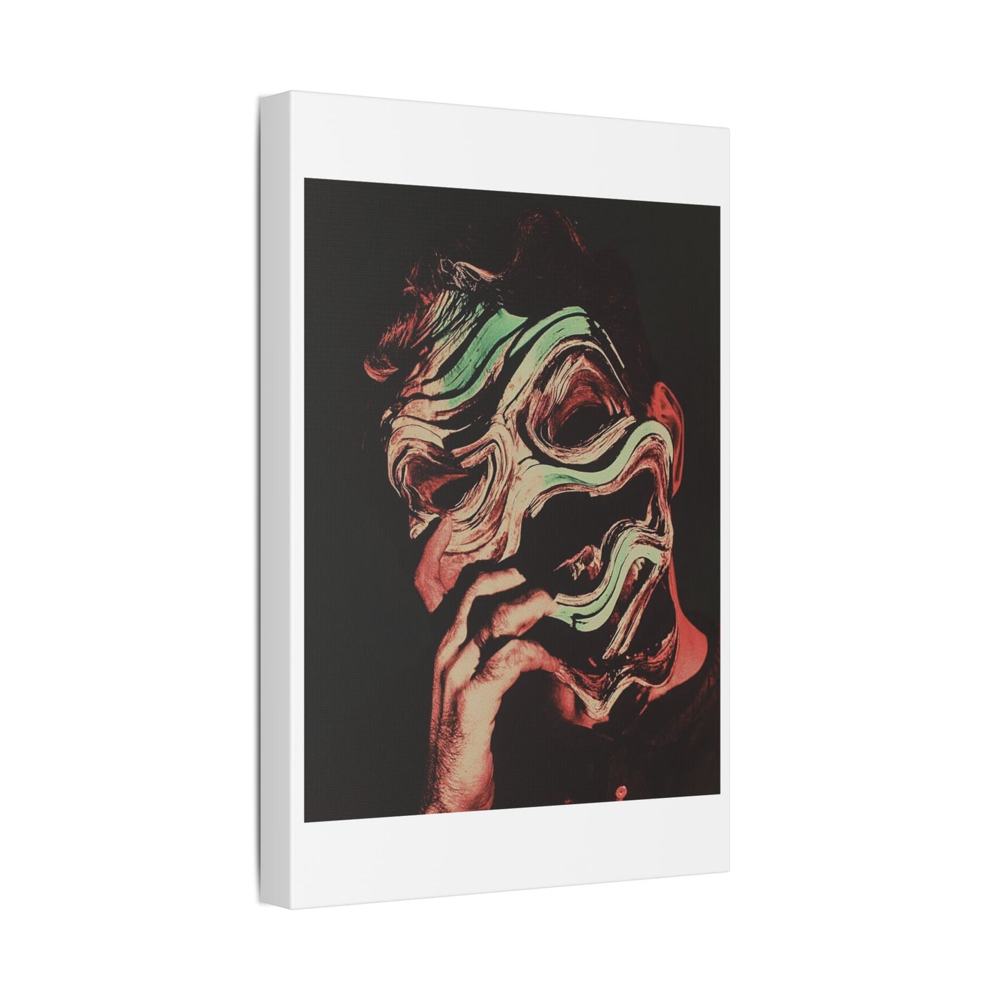 Abstract Male Portrait 'Designed by AI' Satin Canvas Art Print