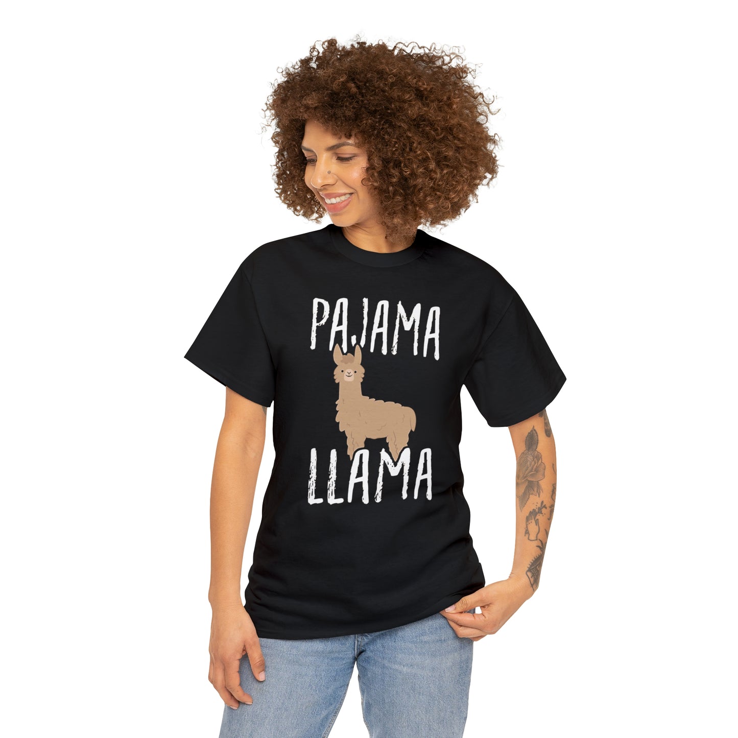 Pyjama Llama Heavy Cotton T-Shirt Quirky Women's Men's