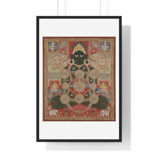 Dark Green Parsvanatha, Seated in the Lotus Posture with Cosmic Diagramme Superimposed over his Body, from the Original, Framed Print