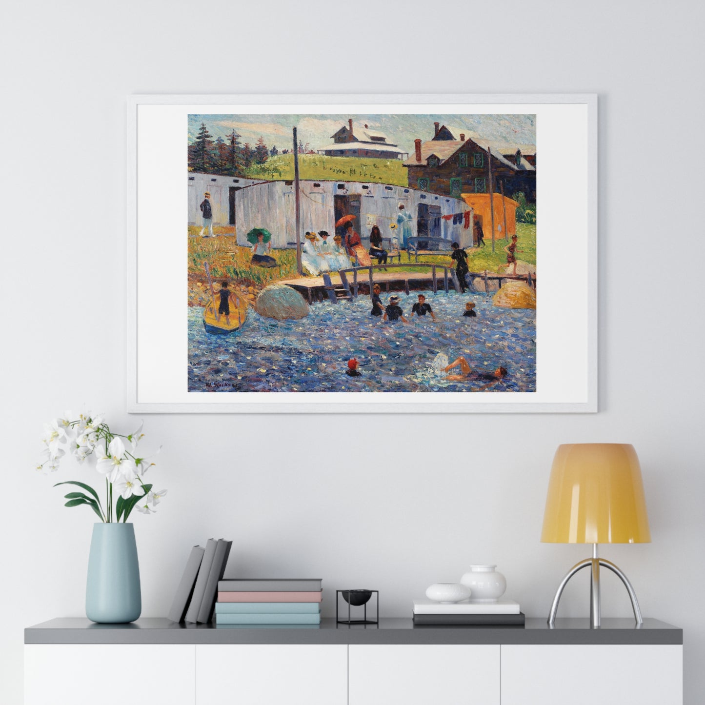 The Bathing Hour, Chester, Nova Scotia (1910) by William James Glackens, from the Original, Framed Print