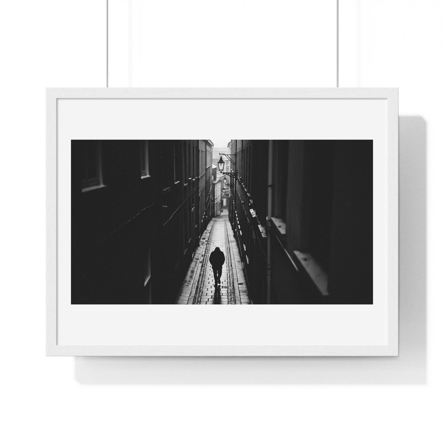 Black and White Photography, High-Contrast Cityscape II 'Designed by AI' Framed Print