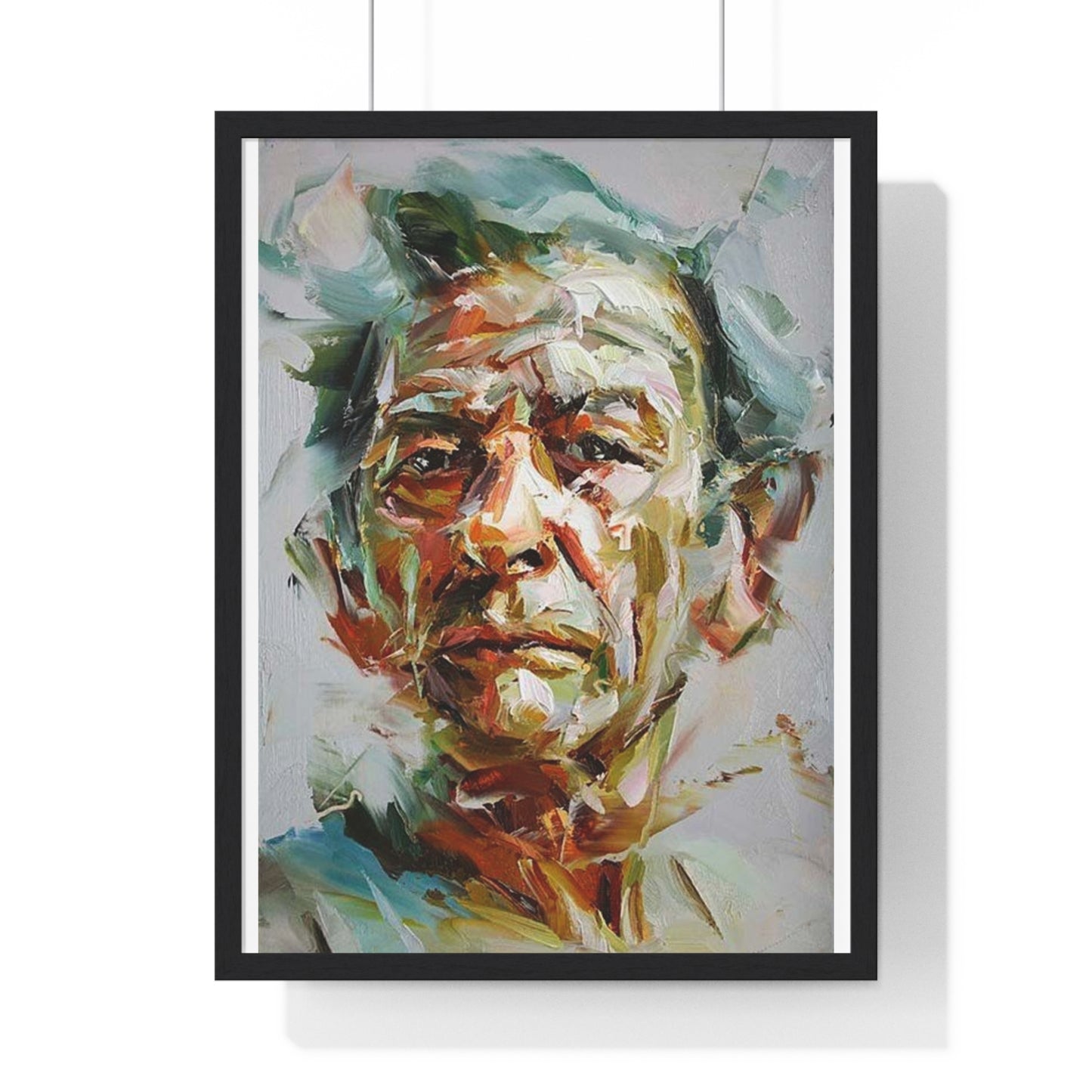 Male Portrait, Impasto Painting Style 'Designed by AI' Framed Art Print