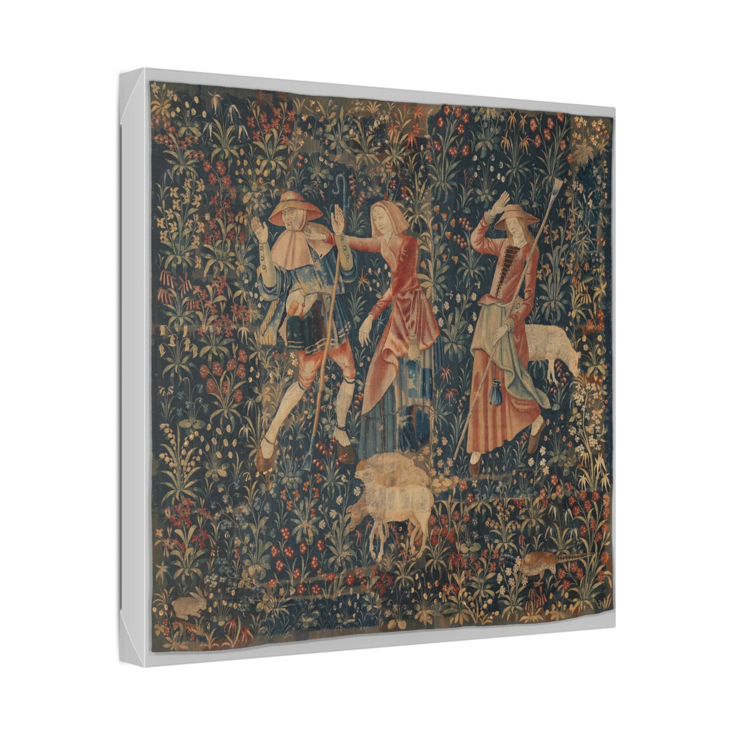 Shepherd and Shepherdesses, South Netherlandish Tapestry (1500–1530) Canvas Art Print