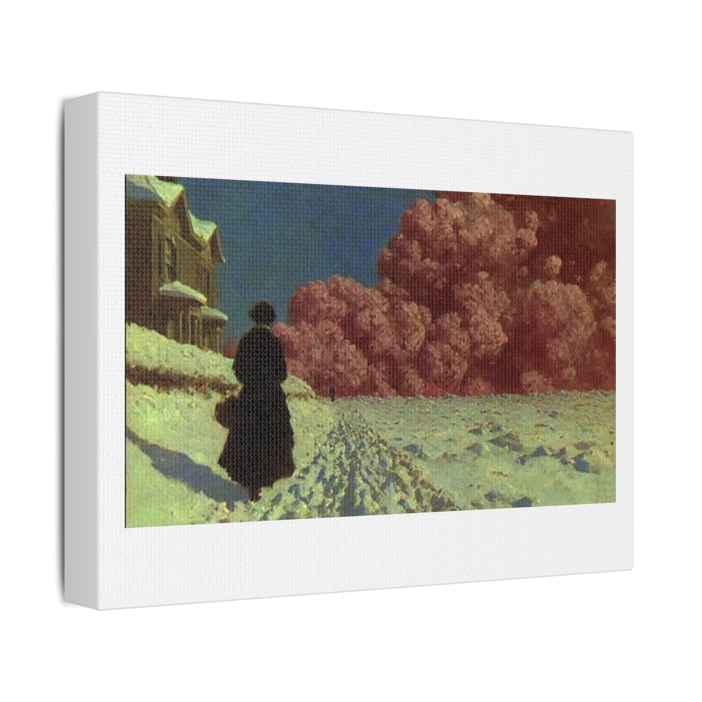 Victorian Woman in a Winter Scene, 19th Century Pastel Art 'Designed by AI' Print on Canvas