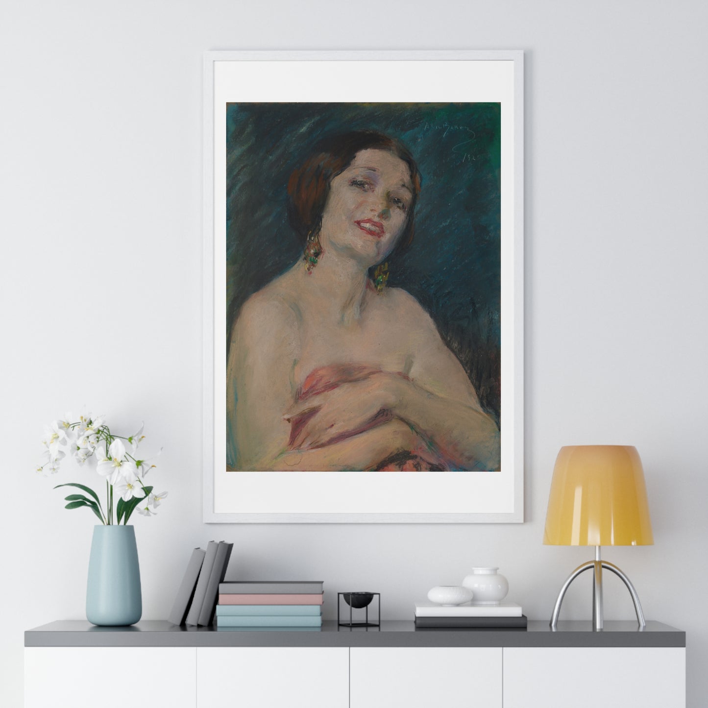 Model Holding Drapery (circa 1929) by Alice Pike Barney, from the Original, Framed Art Print