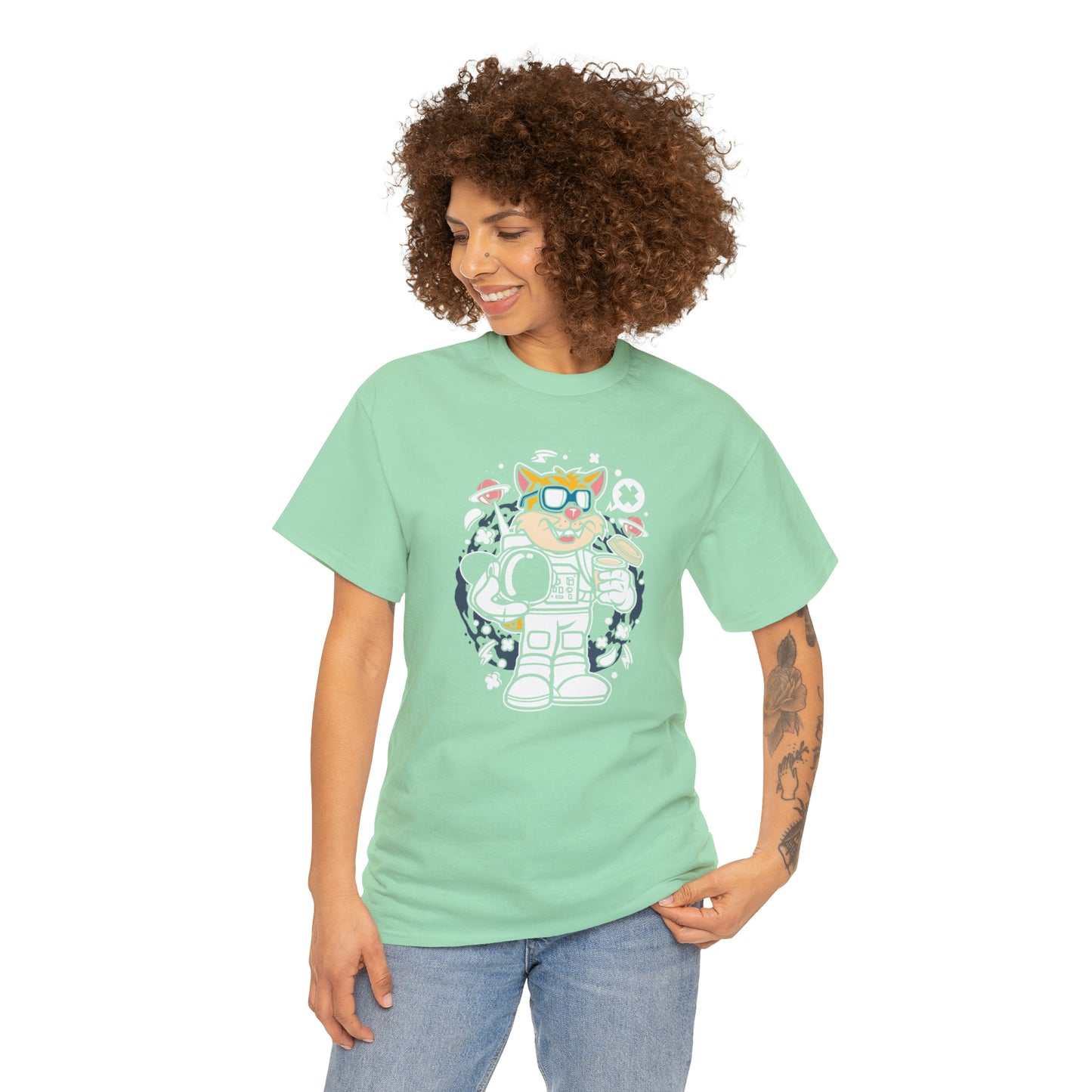 Leopard Astronaut Cartoon T-Shirt