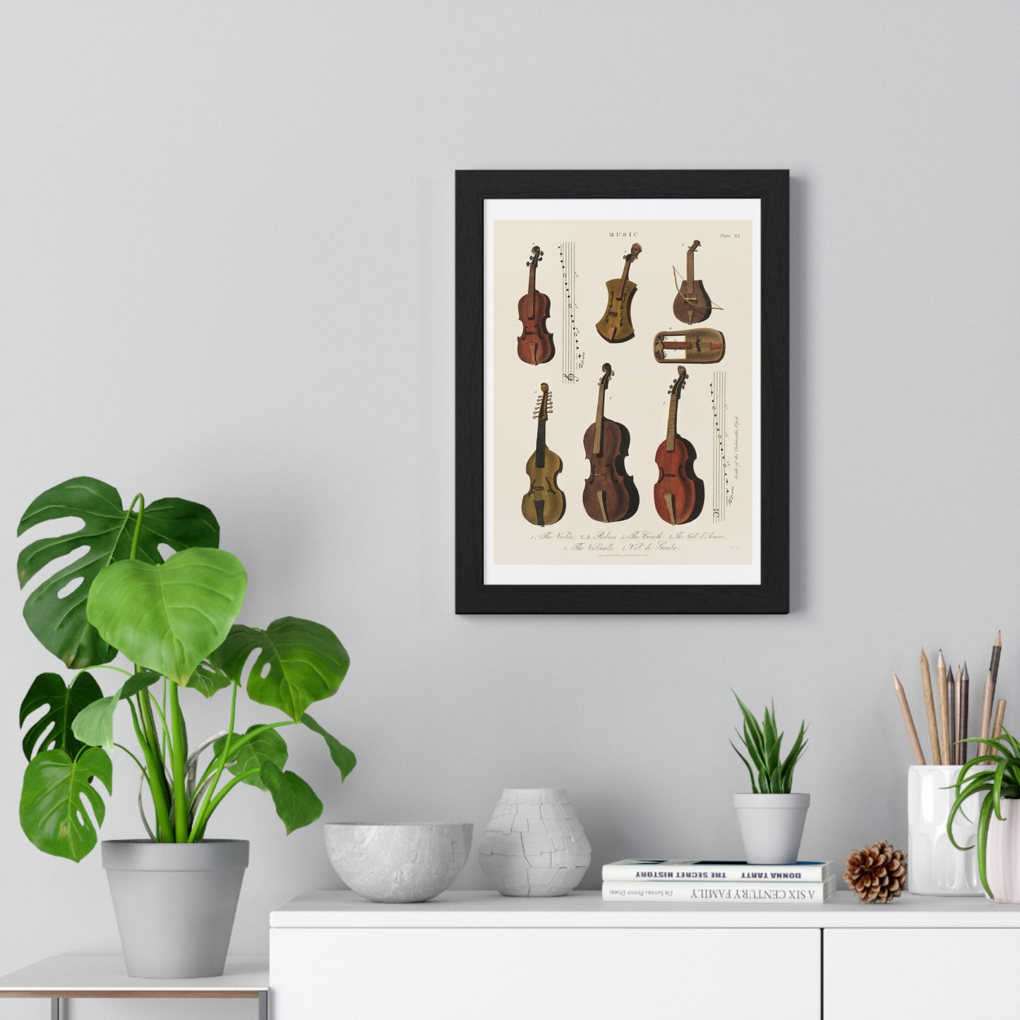 A Collection of Antique Violin, Viola, Cello and More from Encyclopedia Londinensis (1810) from the Original Art Print on Canvas