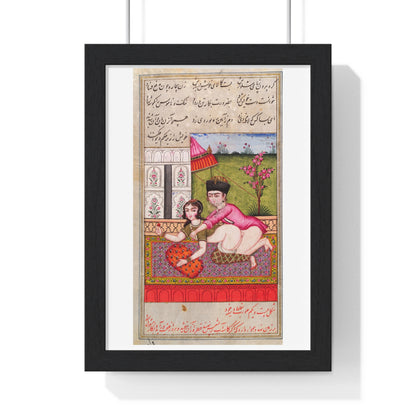 Illustrated Manuscript Showing a Persian Couple Copulating (1824), from the Original, Framed Art Print