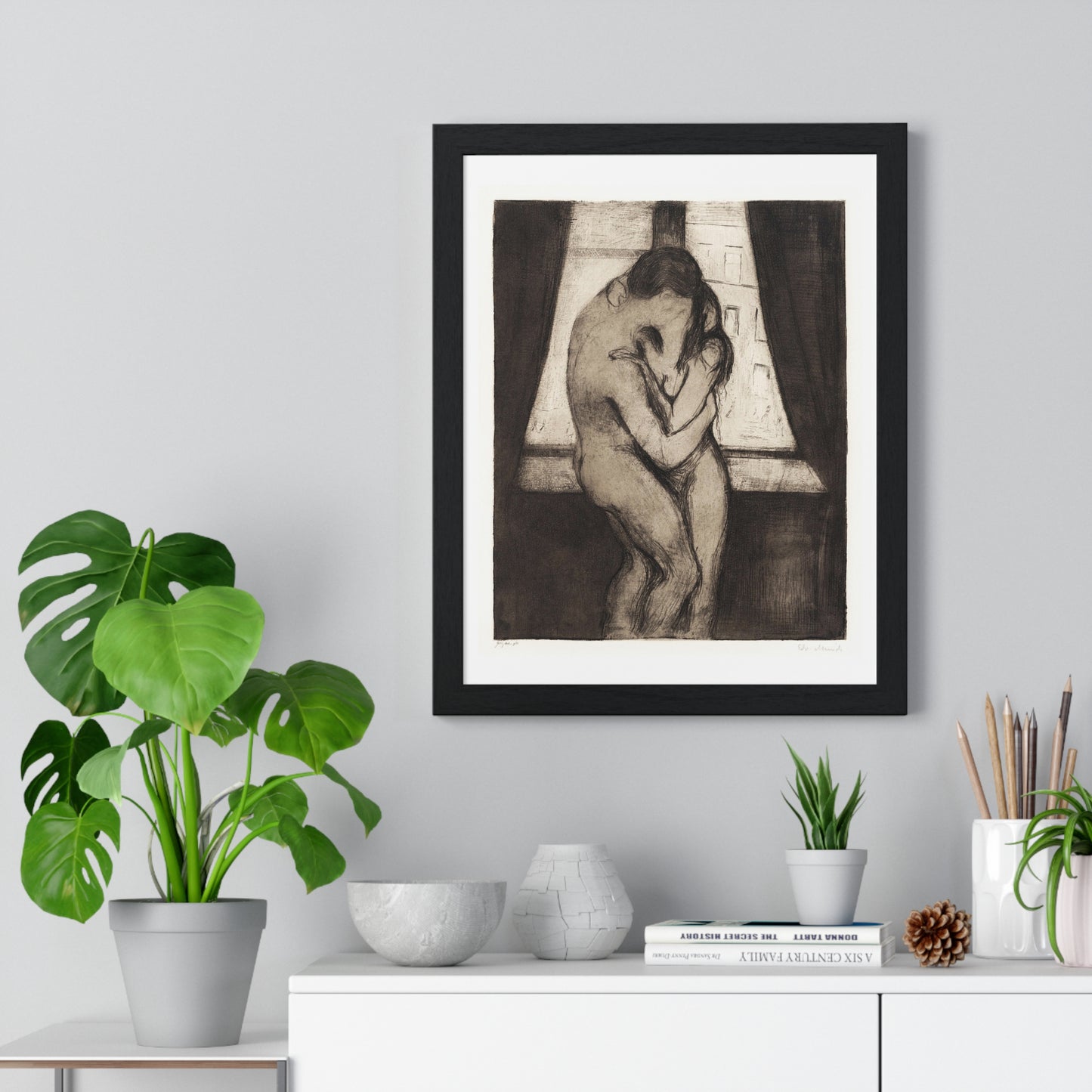 The Kiss (1895) by Edvard Munch, from the Original, Framed Art Print