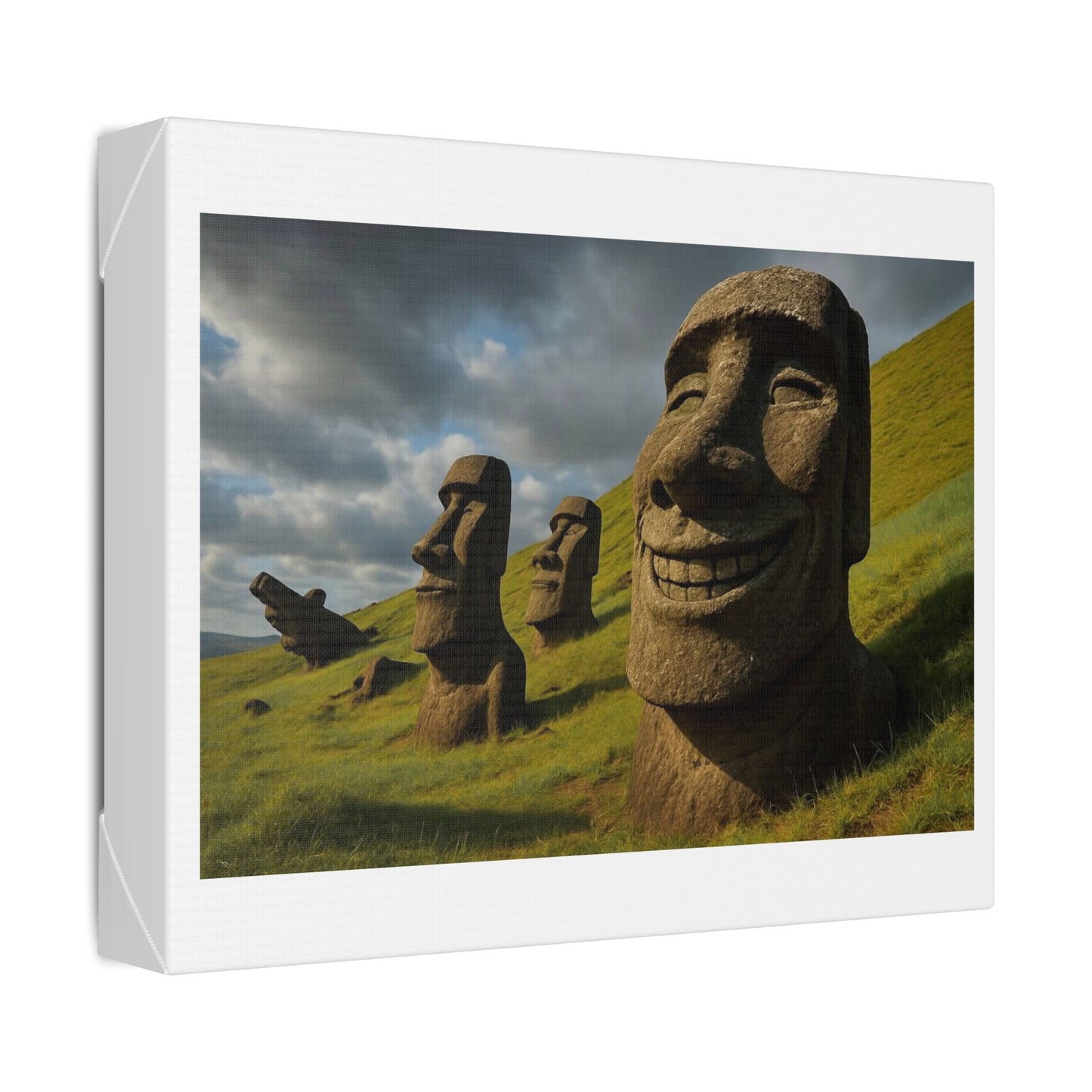 Moai Statues of Easter Island Seen on a Good Day 'Designed by AI' Canvas Art Print