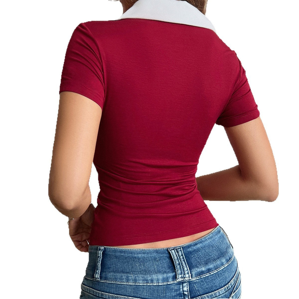 Vireous Women's New Season Lapel Collar Polo Shirt