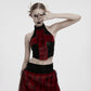 Punk Rave Valora Cross Fur Halter Top In Crimson