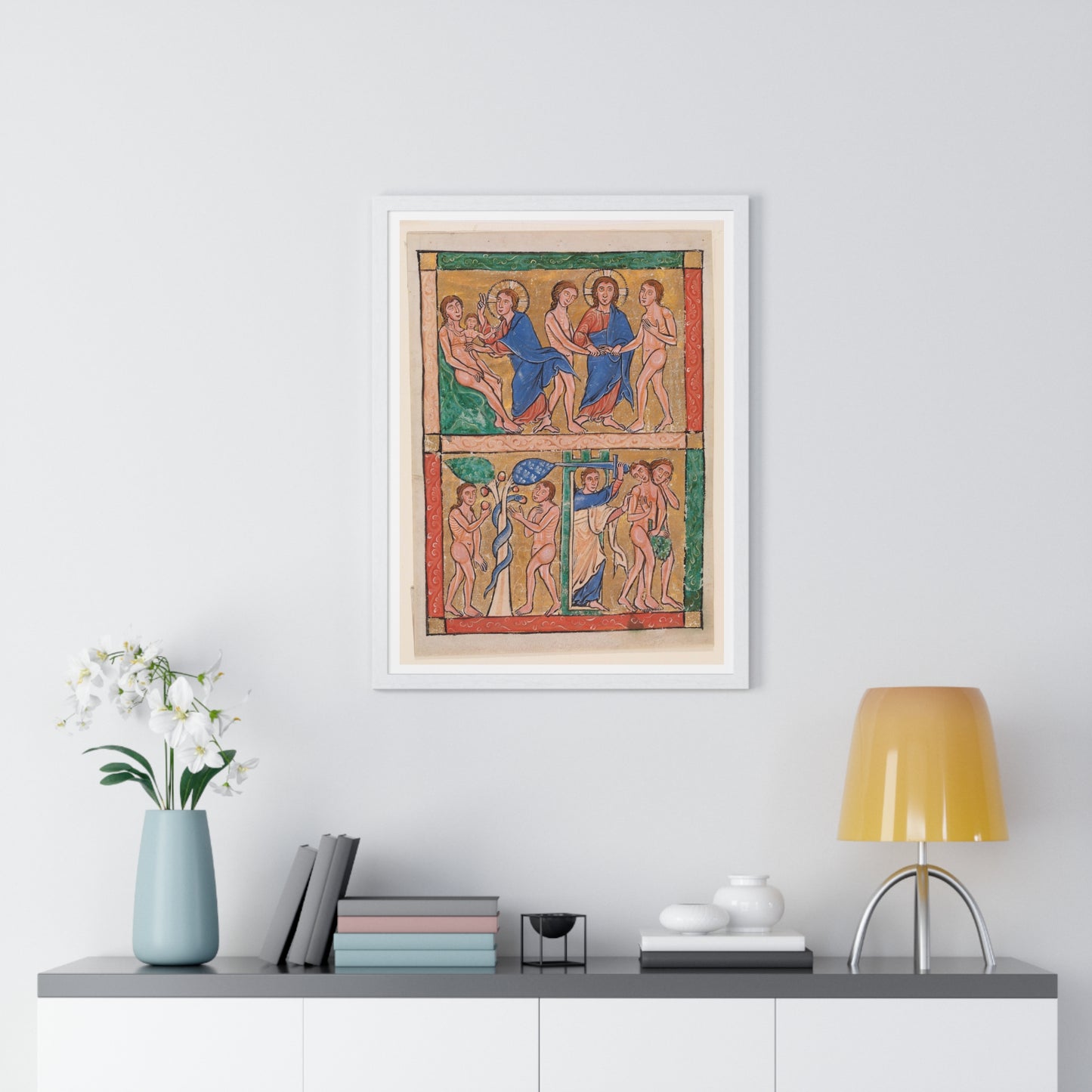 Scenes from the Book of Genesis: the Creation of Eve, the Marriage of Adam and Eve, the Temptation, and the Expulsion (circa 1250) from the Original, Framed Art Print