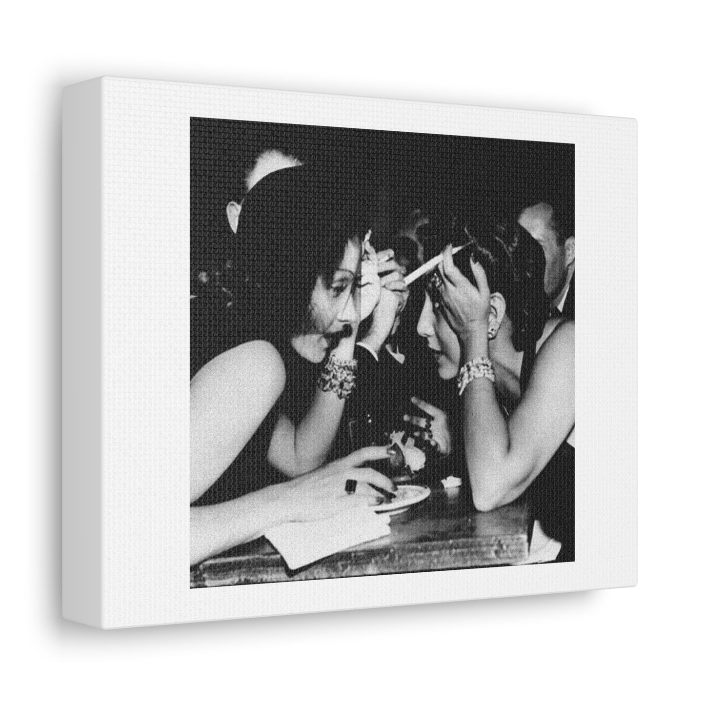 Girls Talk Retro Black & White Photography on Satin Canvas