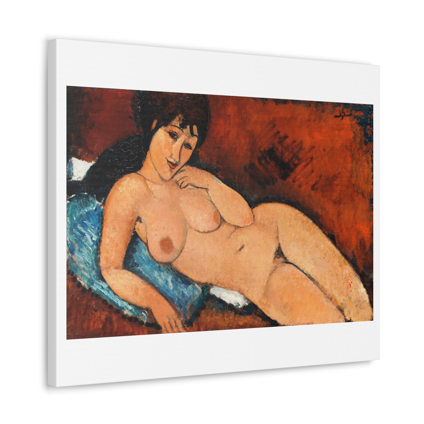 Nude on a Blue Cushion (1917) by Amedeo Modigliani, Canvas Art Print from the Original