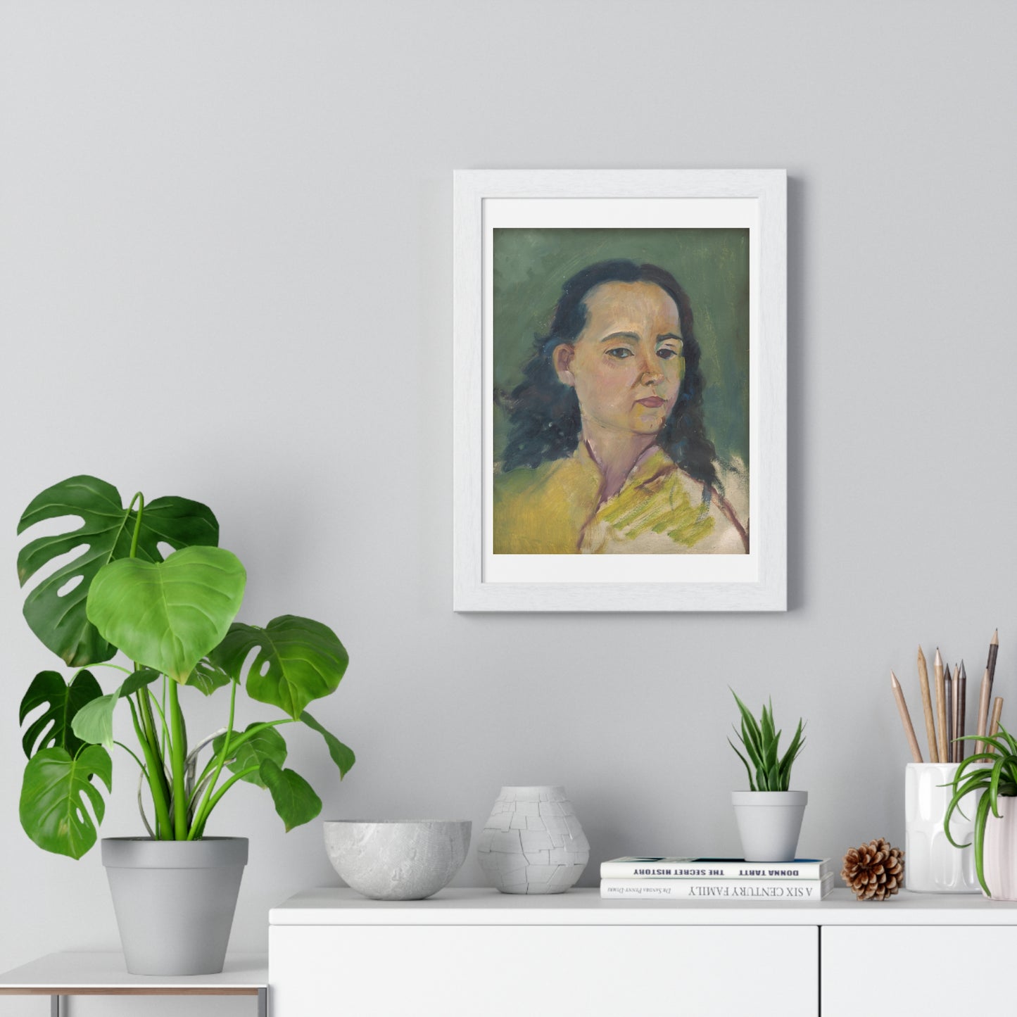 Portrait of a Woman (1920) by Arnold Peter Weisz Kubínčan, from the Original, Framed Art Print