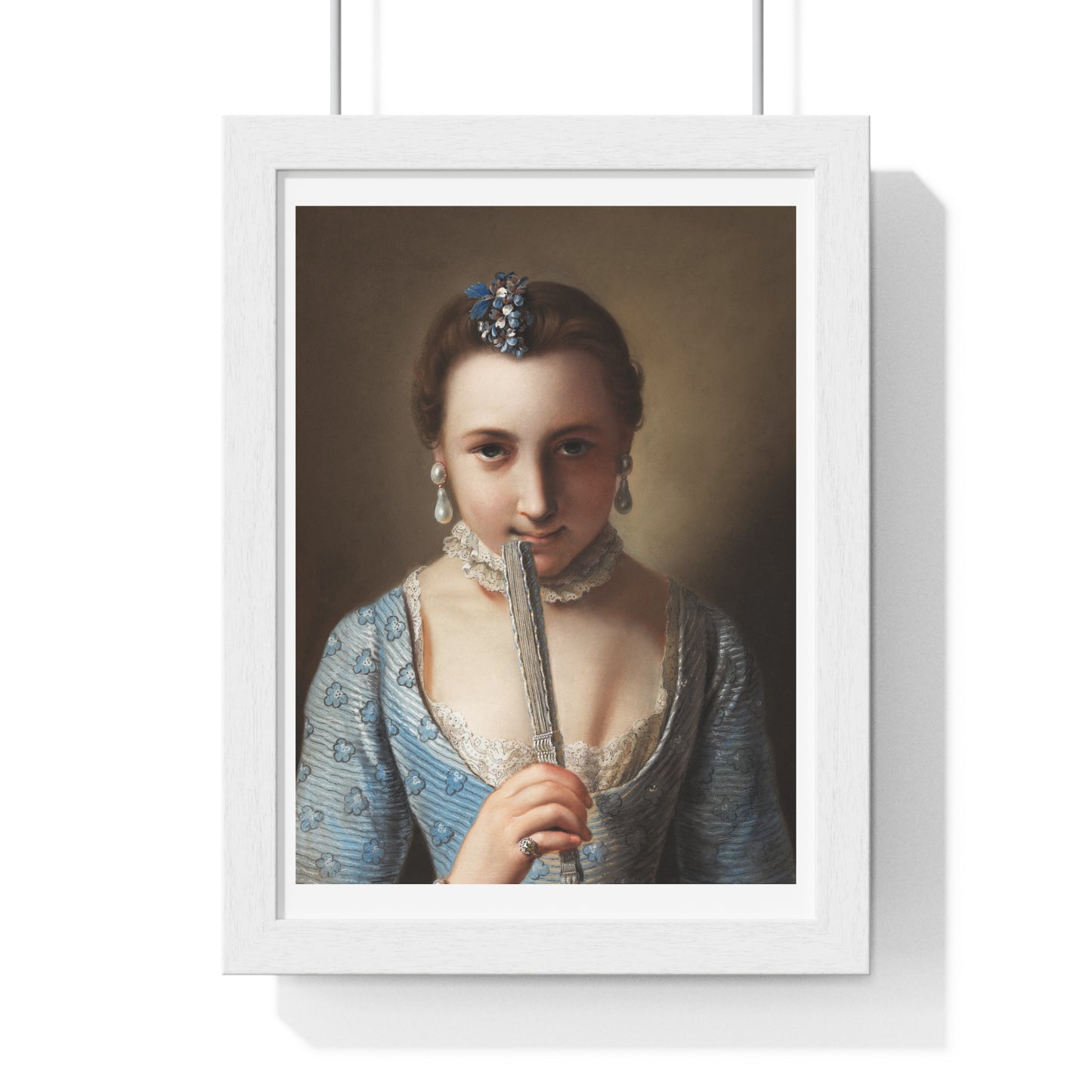 Young Woman with a Fan (1751-1756) by Pietro Antonio Rotari, from the Original, Framed Art Print