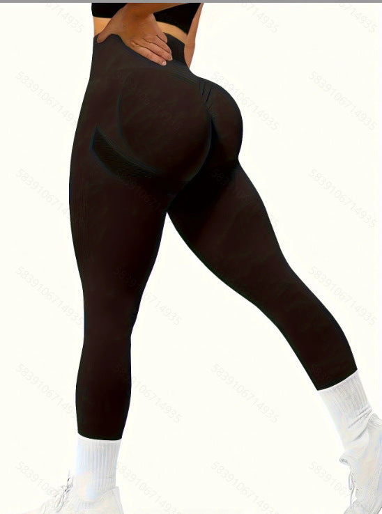 Seamless Peach Design Yoga Trousers, Tie-Dye High Waist Hip-Lift Leggings