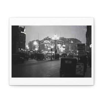 London at Night (circa 1937) Black & White Photography by Eric Lee Johnson, from the Original on Satin Canvas