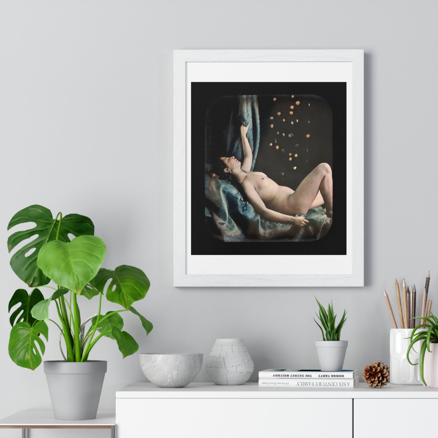 Reclining Female Nude Posed as Danae (1850s) from the Original, Framed Art Print