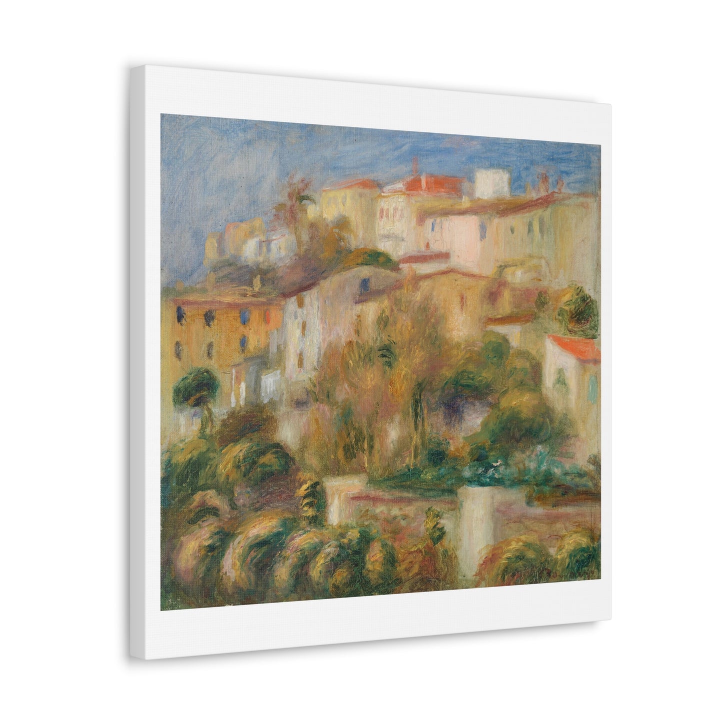 Houses on a Hill 'Groupe de Maisons sur un Coteau' by Pierre Auguste Renoir, Art Print from the Original on Canvas