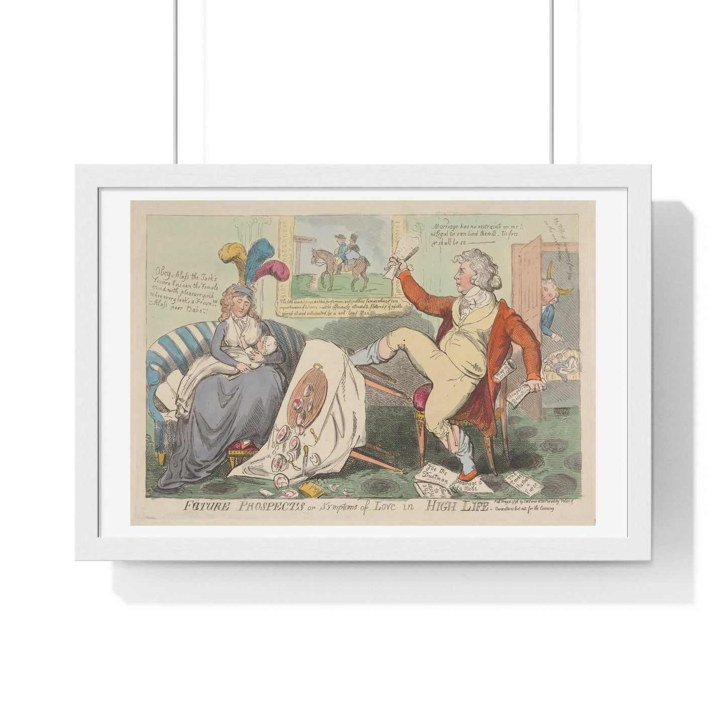 Symptoms of Love in High Life (1796) by Isaac Cruikshank, from the Original, Framed Art Print