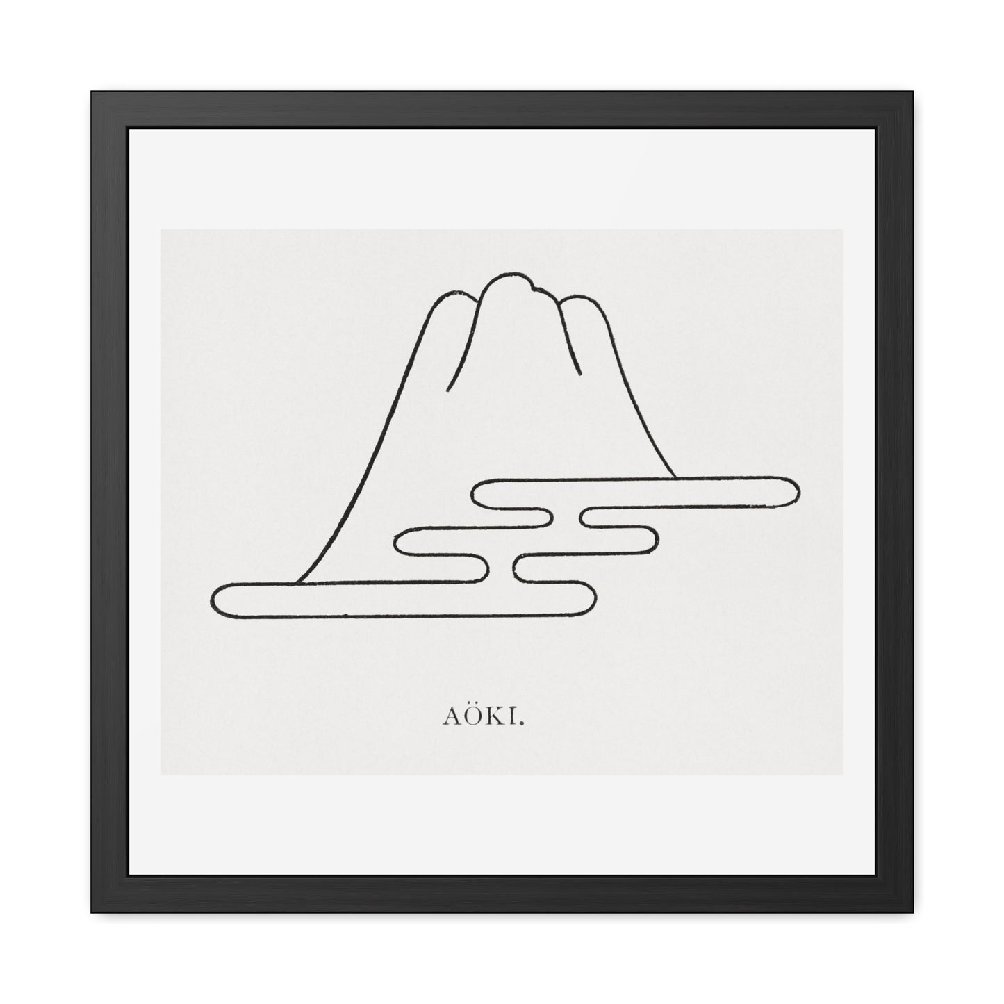 Aoki, Japanese Mountain Illustration (1884) from the Original, Wooden Framed Print