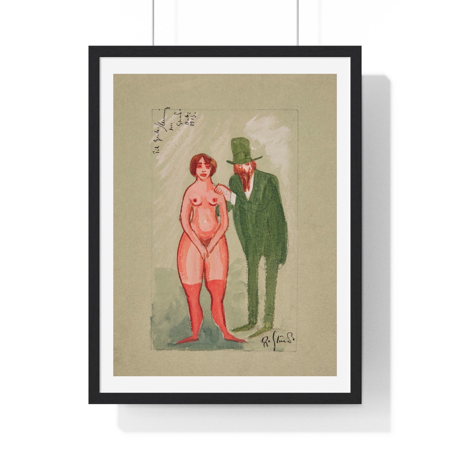 Pink Lady and Green Man by Robert Storm Petersen, from the Original, Framed Art Print