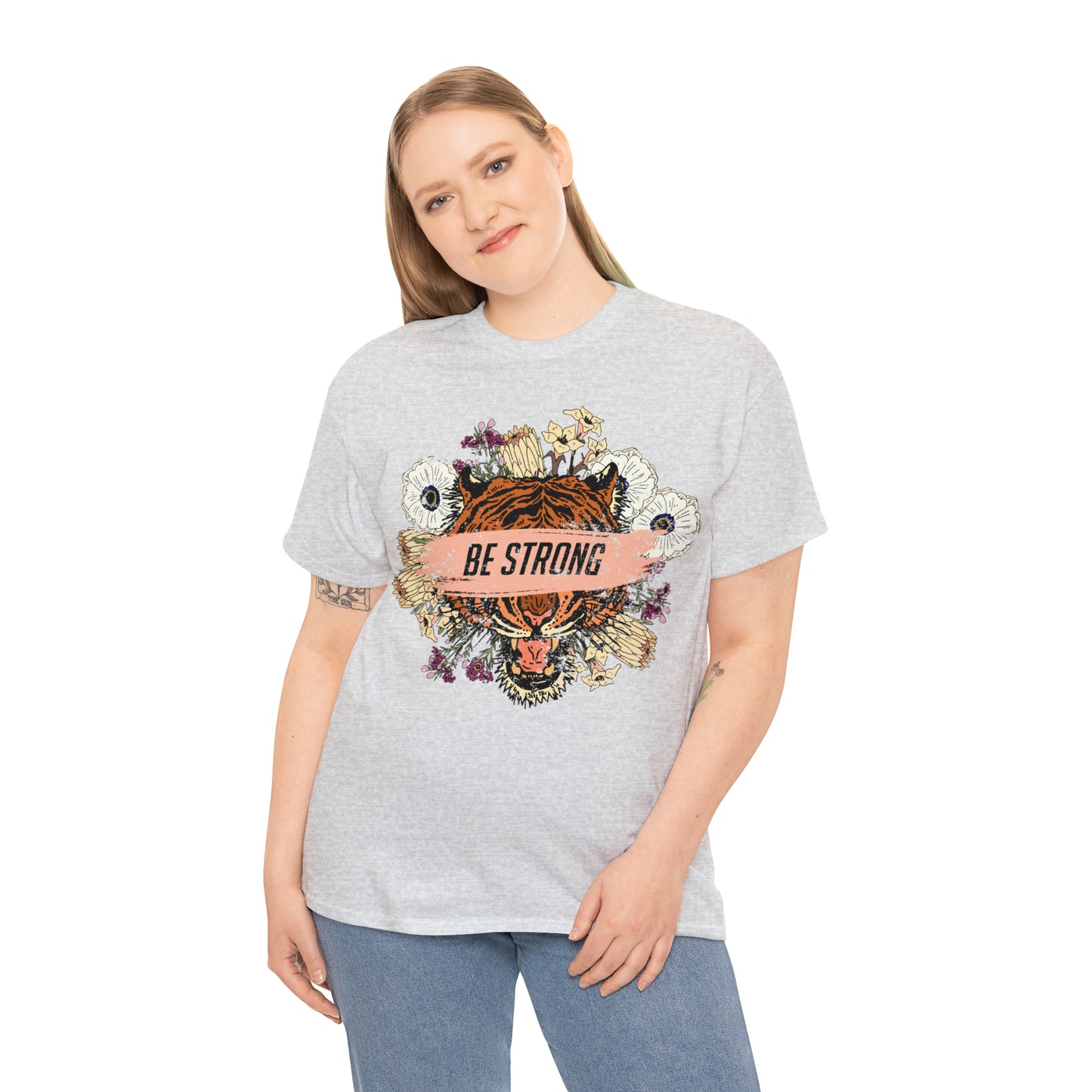 Be Strong Tiger Design Cotton T-Shirt