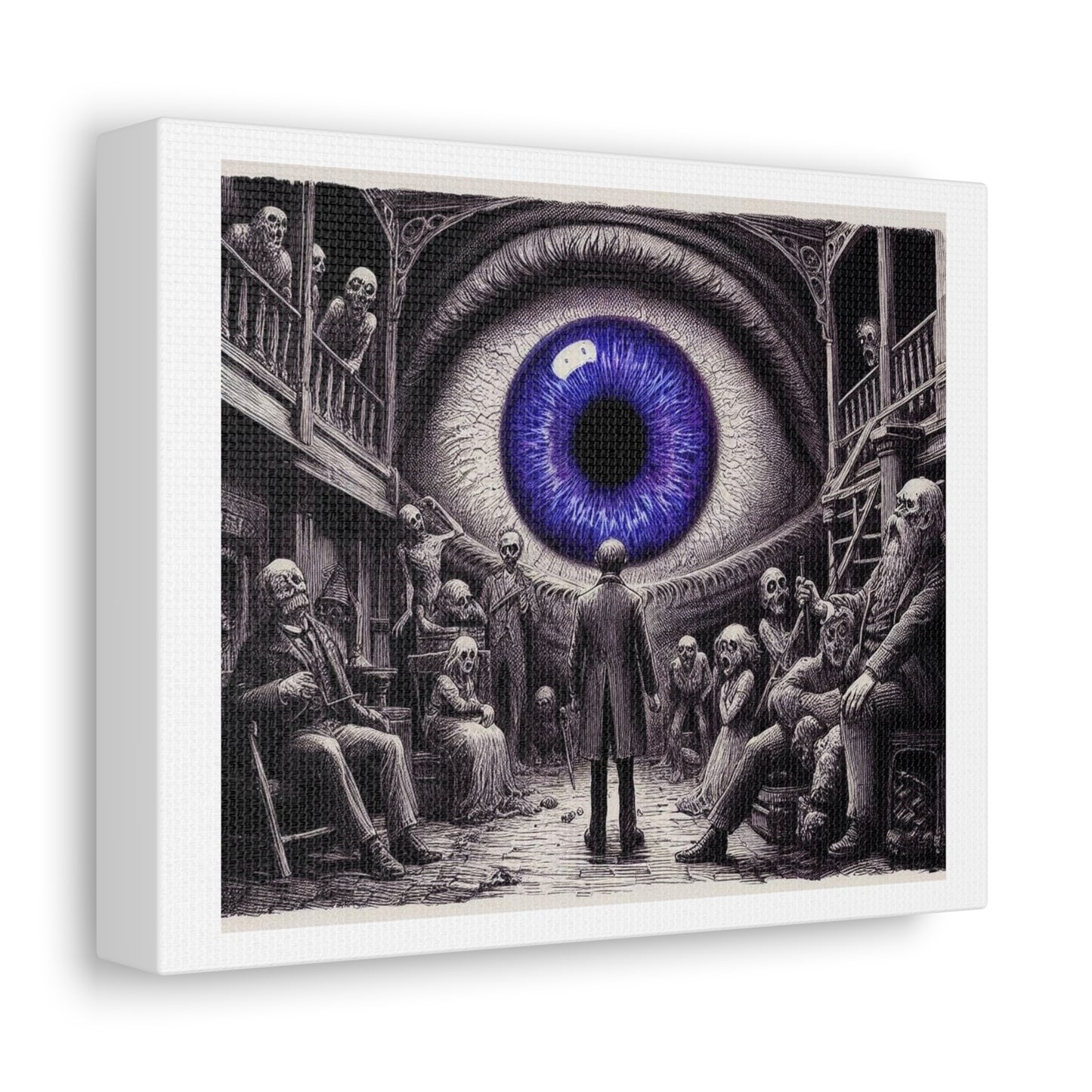 Giant Eye to Represent Indigo Eternity, Art Print 'Designed by AI' on Canvas