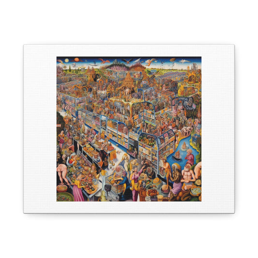 Walmart in the Style of Hieronymus Bosch 'Designed by AI' Art Print on Canvas