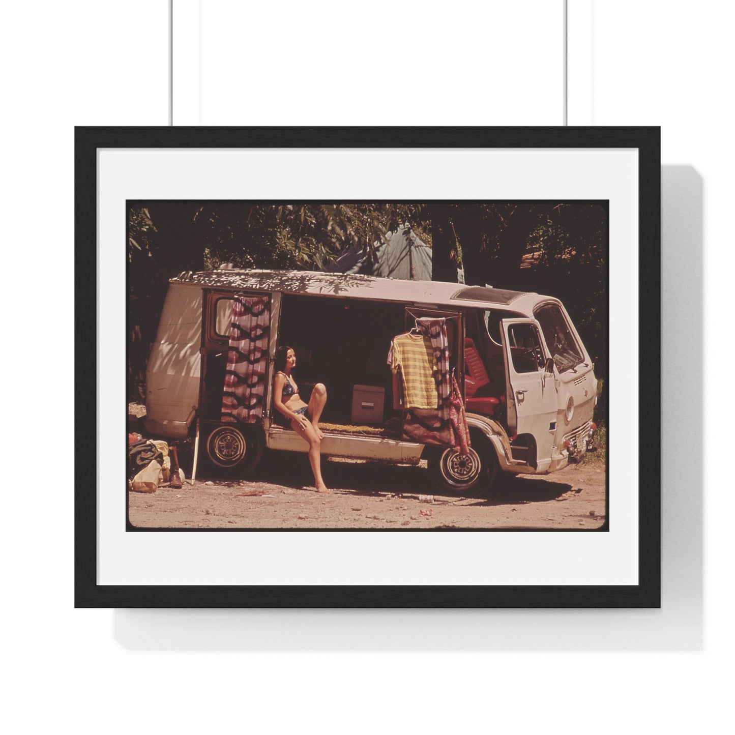 Vintage Photography, Campers at Garner State Park (1972) by Marc St Gil, from the Original, Framed Print